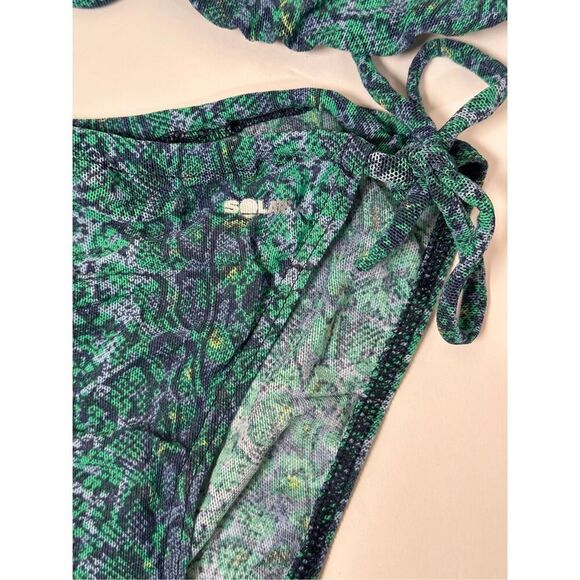 Solar Tan Thru 90's DEADSTOCK NWT 2 piece String Bikini Blue Green Snakeskin Sz - Picture 5 of 8